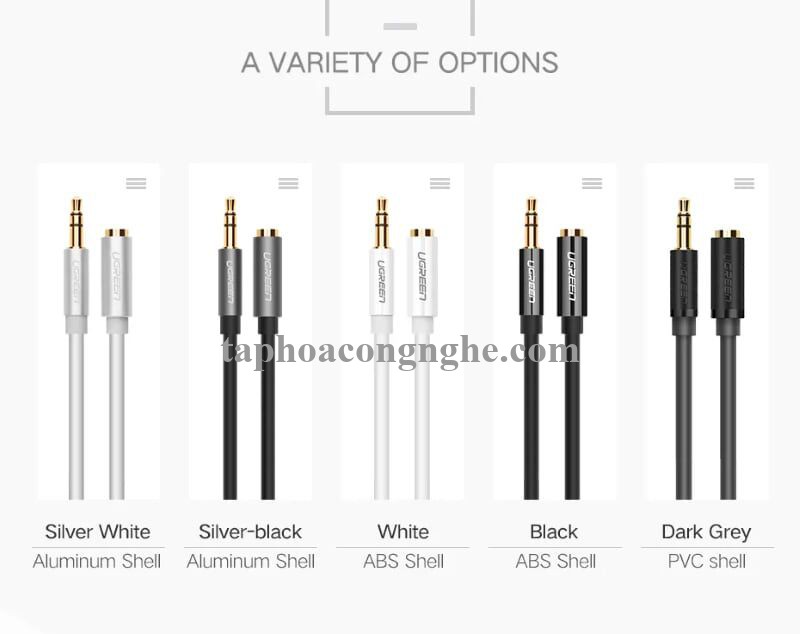 Ugreen 10778 5M màu Trắng Cáp âm thanh 3.5mm nối dài đầu nhôm AV118 30010778